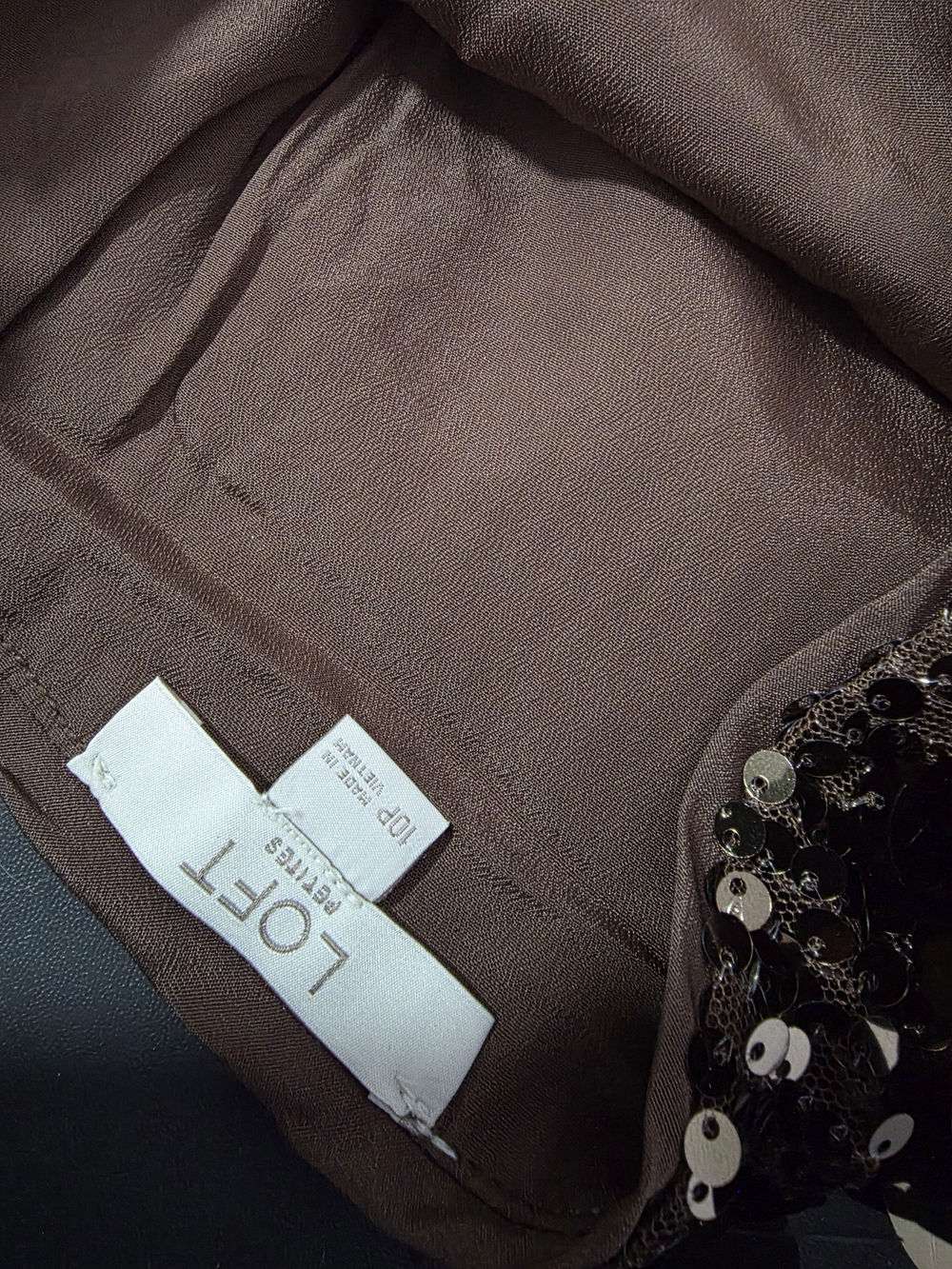 LOFT Brown Sequin Mini Skirt - Picture 6 of 7